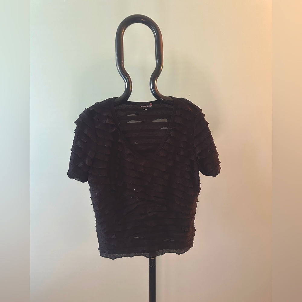 Laura Petites Womens Ruffle Top